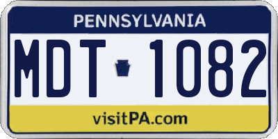 PA license plate MDT1082
