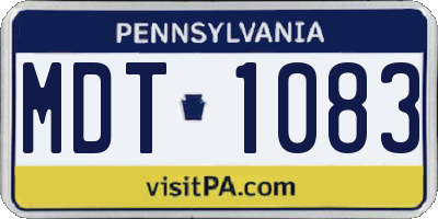 PA license plate MDT1083