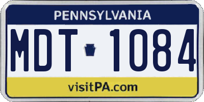 PA license plate MDT1084