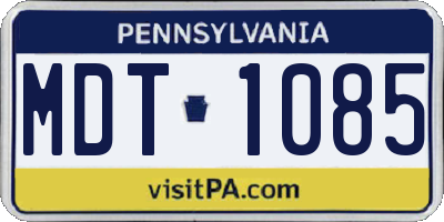 PA license plate MDT1085