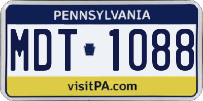 PA license plate MDT1088