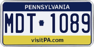 PA license plate MDT1089