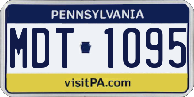 PA license plate MDT1095