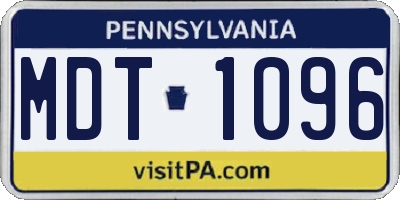 PA license plate MDT1096