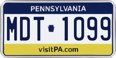 PA license plate MDT1099