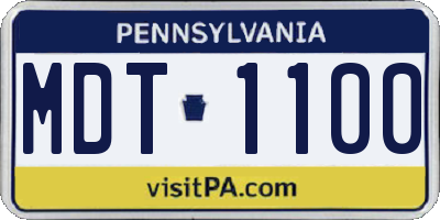 PA license plate MDT1100