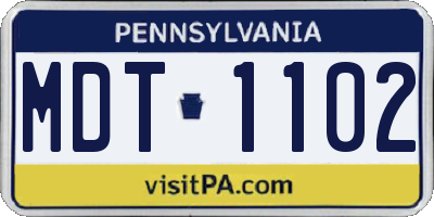PA license plate MDT1102
