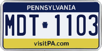 PA license plate MDT1103
