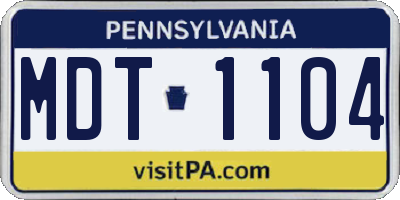 PA license plate MDT1104