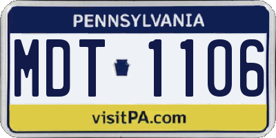 PA license plate MDT1106