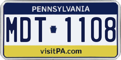 PA license plate MDT1108