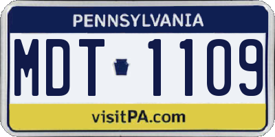 PA license plate MDT1109