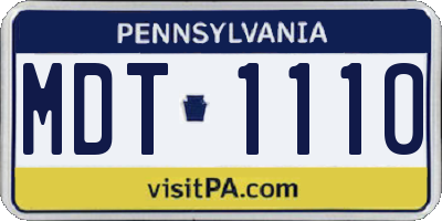 PA license plate MDT1110