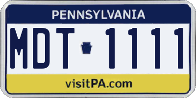 PA license plate MDT1111