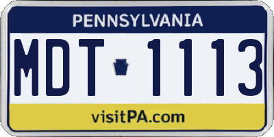 PA license plate MDT1113