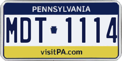 PA license plate MDT1114