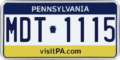 PA license plate MDT1115