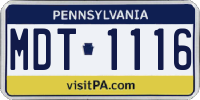 PA license plate MDT1116