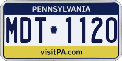 PA license plate MDT1120