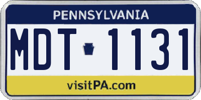 PA license plate MDT1131