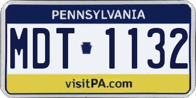 PA license plate MDT1132