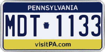 PA license plate MDT1133