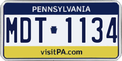 PA license plate MDT1134