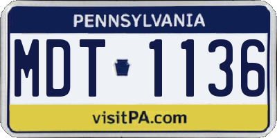 PA license plate MDT1136