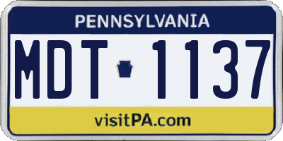 PA license plate MDT1137