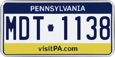 PA license plate MDT1138