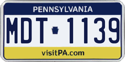 PA license plate MDT1139