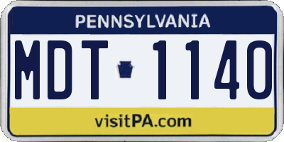 PA license plate MDT1140