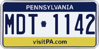 PA license plate MDT1142