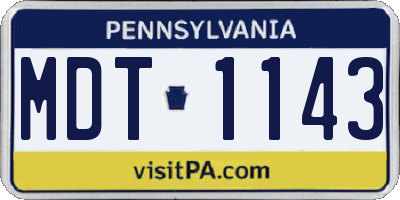 PA license plate MDT1143
