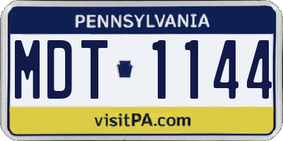 PA license plate MDT1144