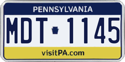 PA license plate MDT1145