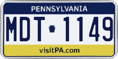 PA license plate MDT1149