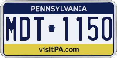 PA license plate MDT1150