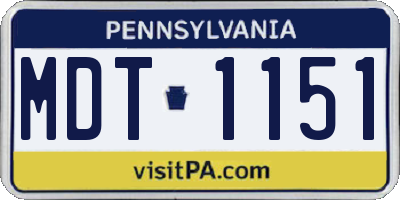 PA license plate MDT1151