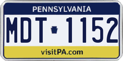 PA license plate MDT1152