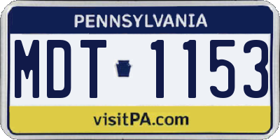 PA license plate MDT1153