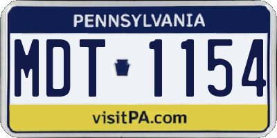 PA license plate MDT1154
