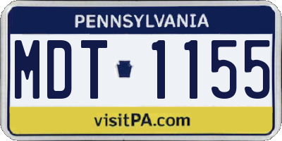 PA license plate MDT1155