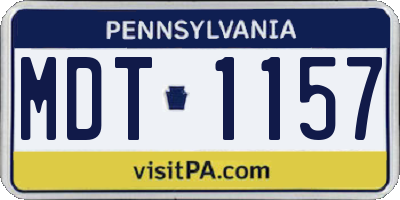 PA license plate MDT1157
