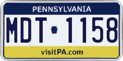 PA license plate MDT1158