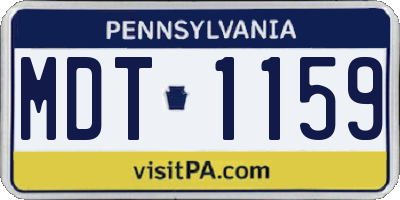 PA license plate MDT1159