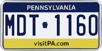 PA license plate MDT1160