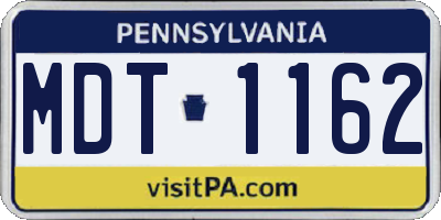 PA license plate MDT1162