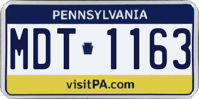 PA license plate MDT1163