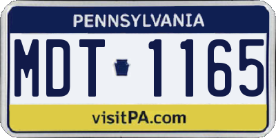 PA license plate MDT1165